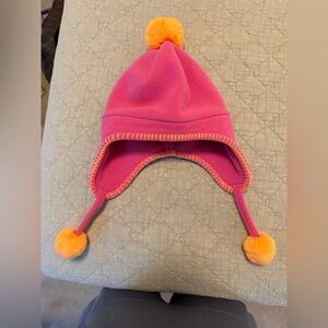 Lands' End Kids Bright Pink Fleece Hat and neck warmer